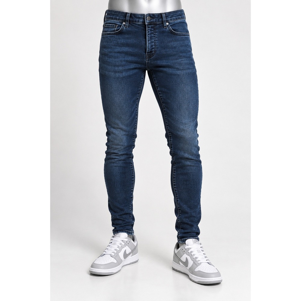 Topman Mens Stretch Skinny Jeans Dark Indigo Blue Denim 30x30